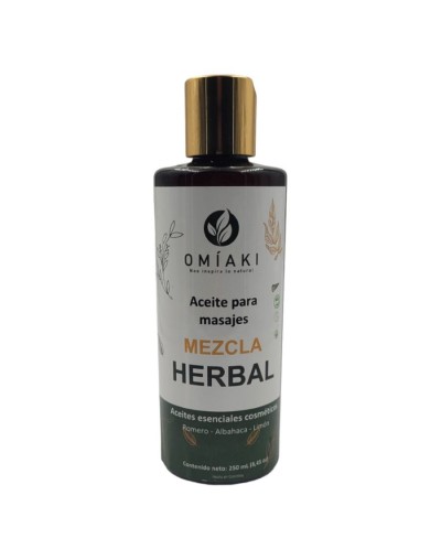 Aceite para masajes mezcla herbal omiaki con aceites esenciales 250 ml