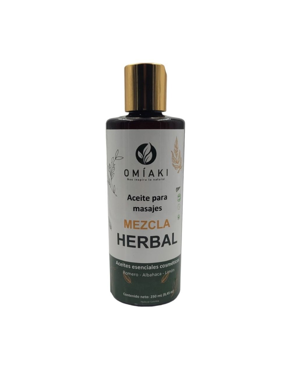 Aceite para masajes mezcla herbal omiaki con aceites esenciales 250 ml