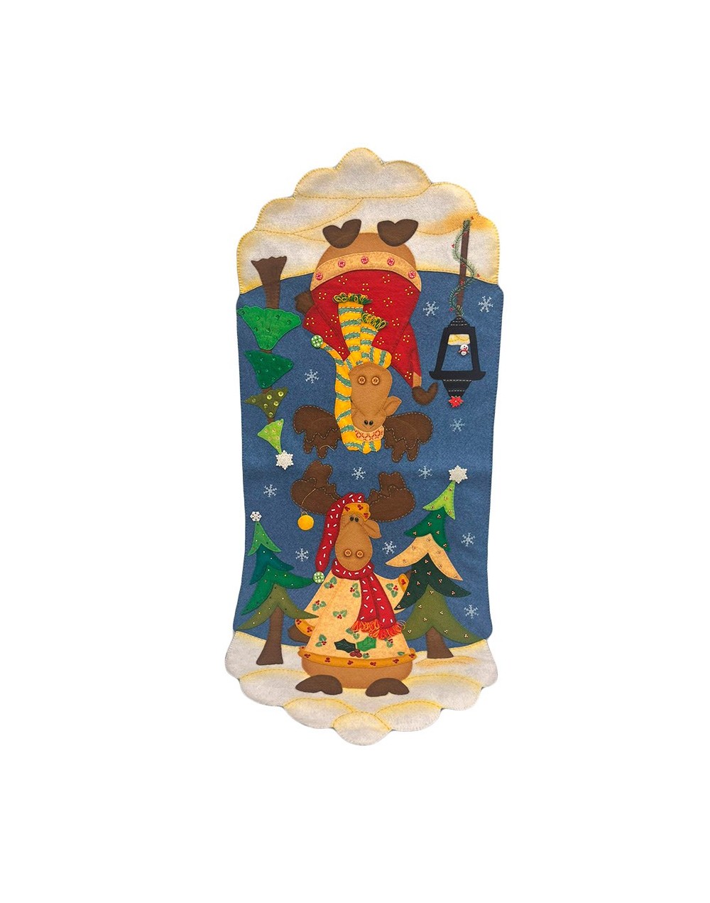 Camino de mesa renos navidad