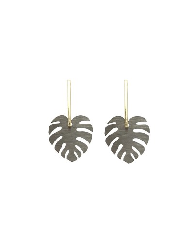 Aretes de acero inoxidable monstera
