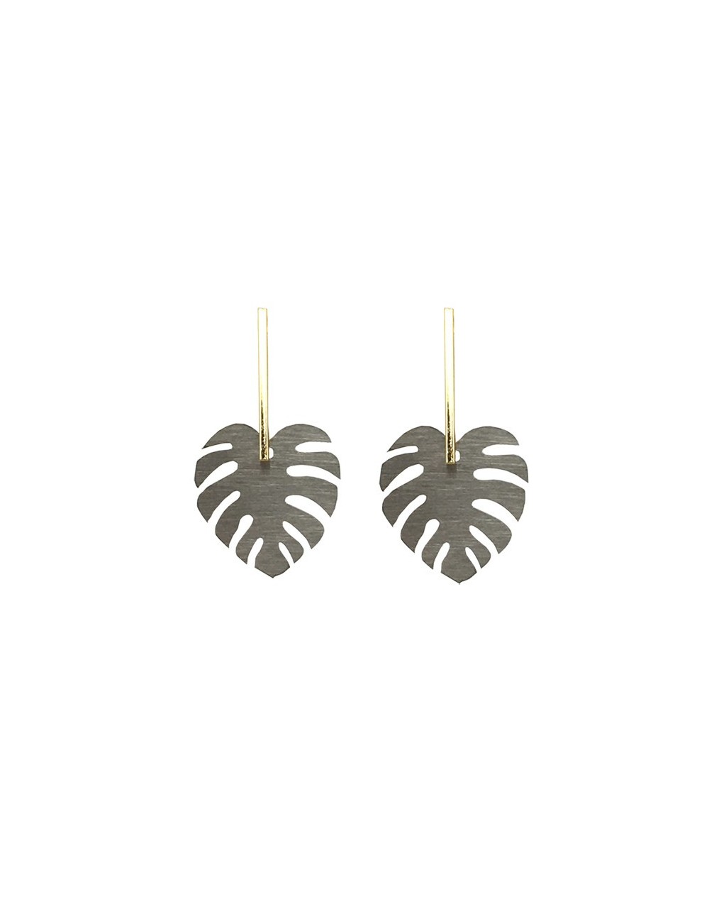 Aretes de acero inoxidable monstera