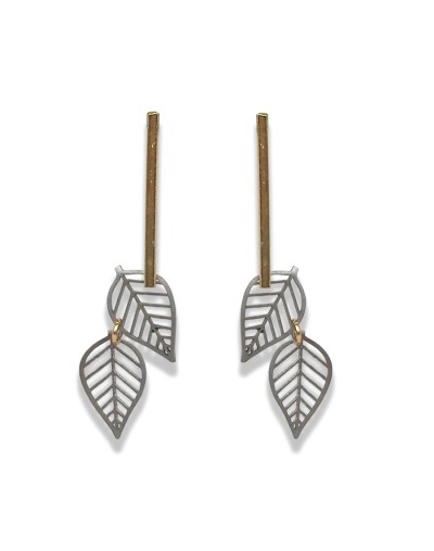 Aretes de acero inoxidable con dos hojas otoño