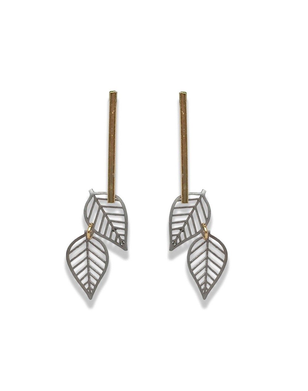 Aretes de acero inoxidable con dos hojas otoño