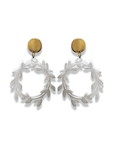 Aretes en acero inoxidable con forma de corona de laurel