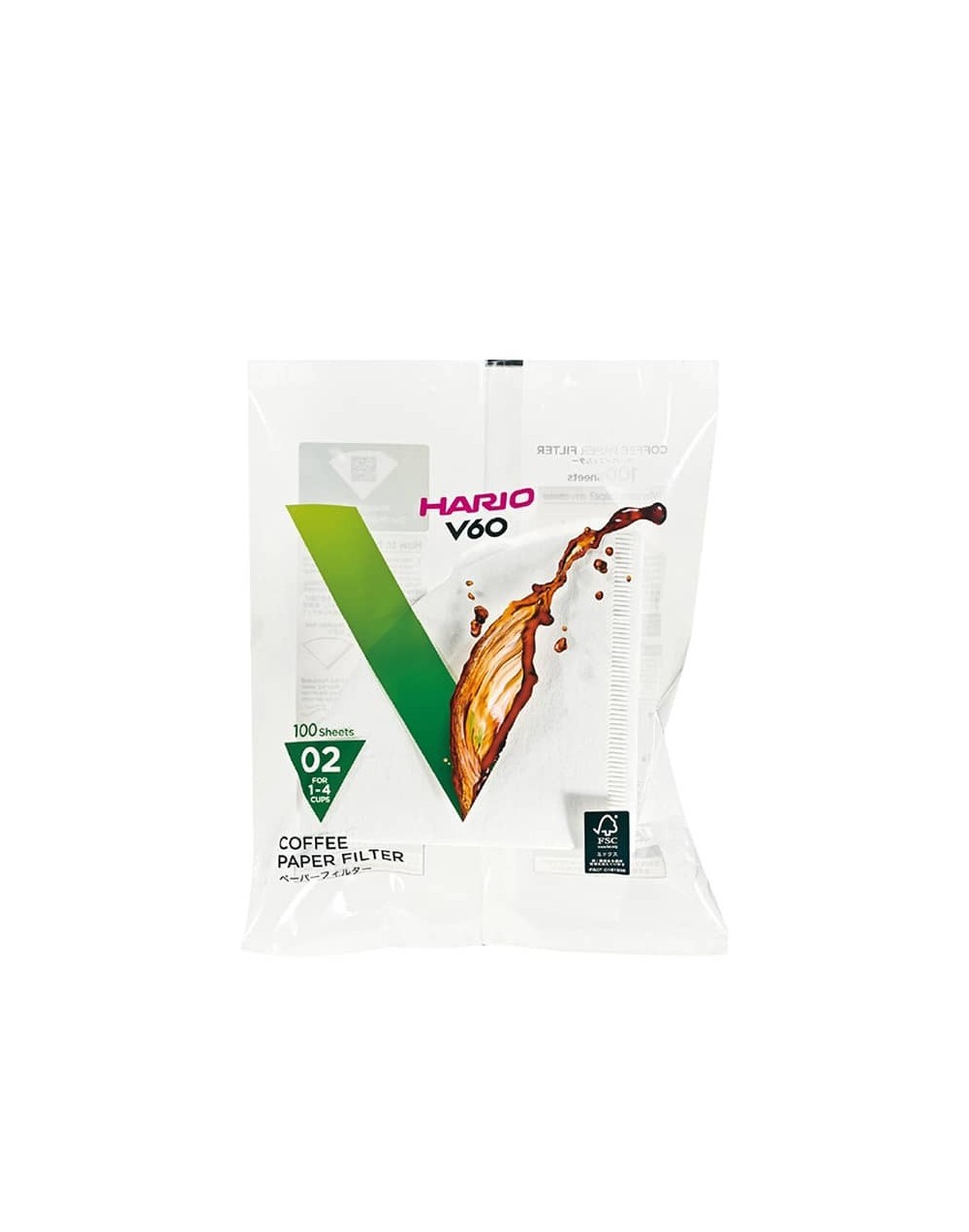 Filtros dripper v60 hario tamaño 2 blancos 100 unidades