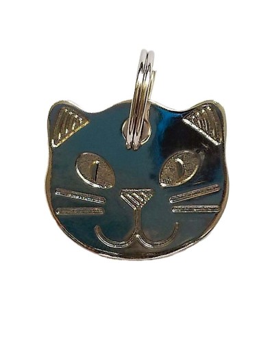 Placa de identificacion forma de cara de gato