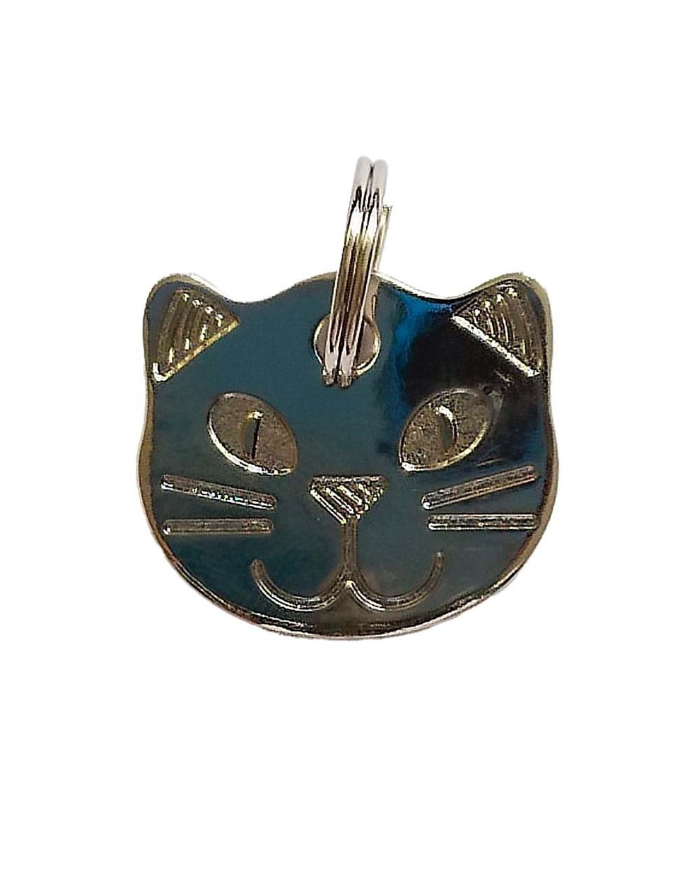 Placa de identificacion forma de cara de gato