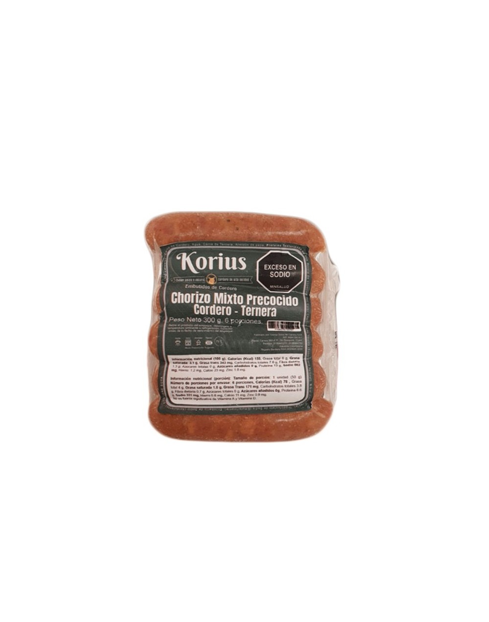 Chorizo precocido korius mixtos de cordero y ternera