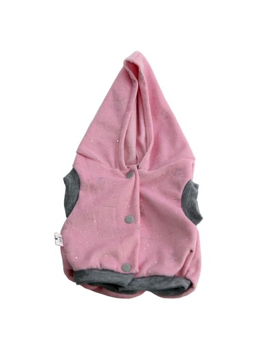 Buso urbano con capota broche talla s peludita ref. Rosado