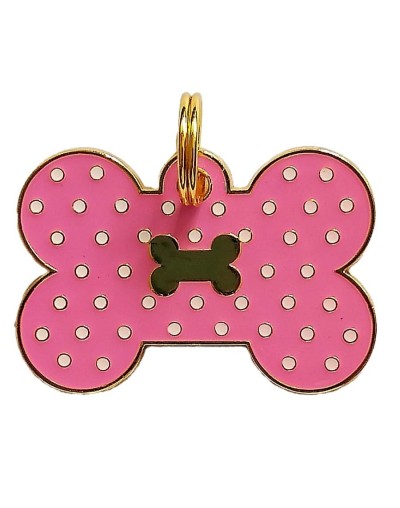 Placa de identificación hueso rosado con puntos