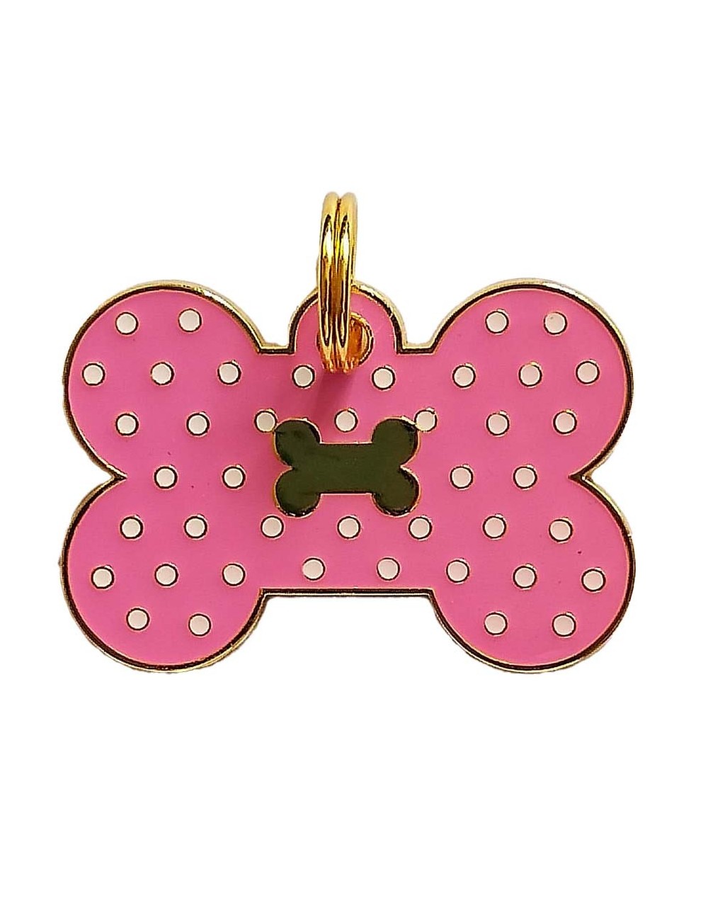 Placa de identificación hueso rosado con puntos