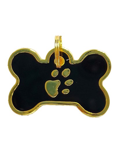 Placa de identificación negra con huella