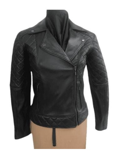 Chaqueta tipo chamarra  en cuero para dama