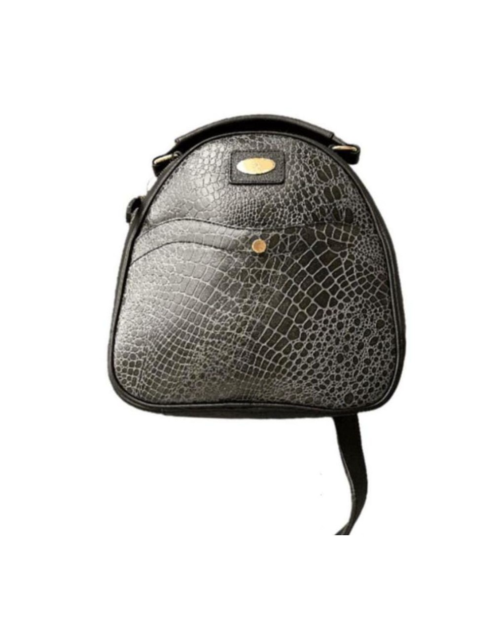 Morral en combinado en cuero y folía.