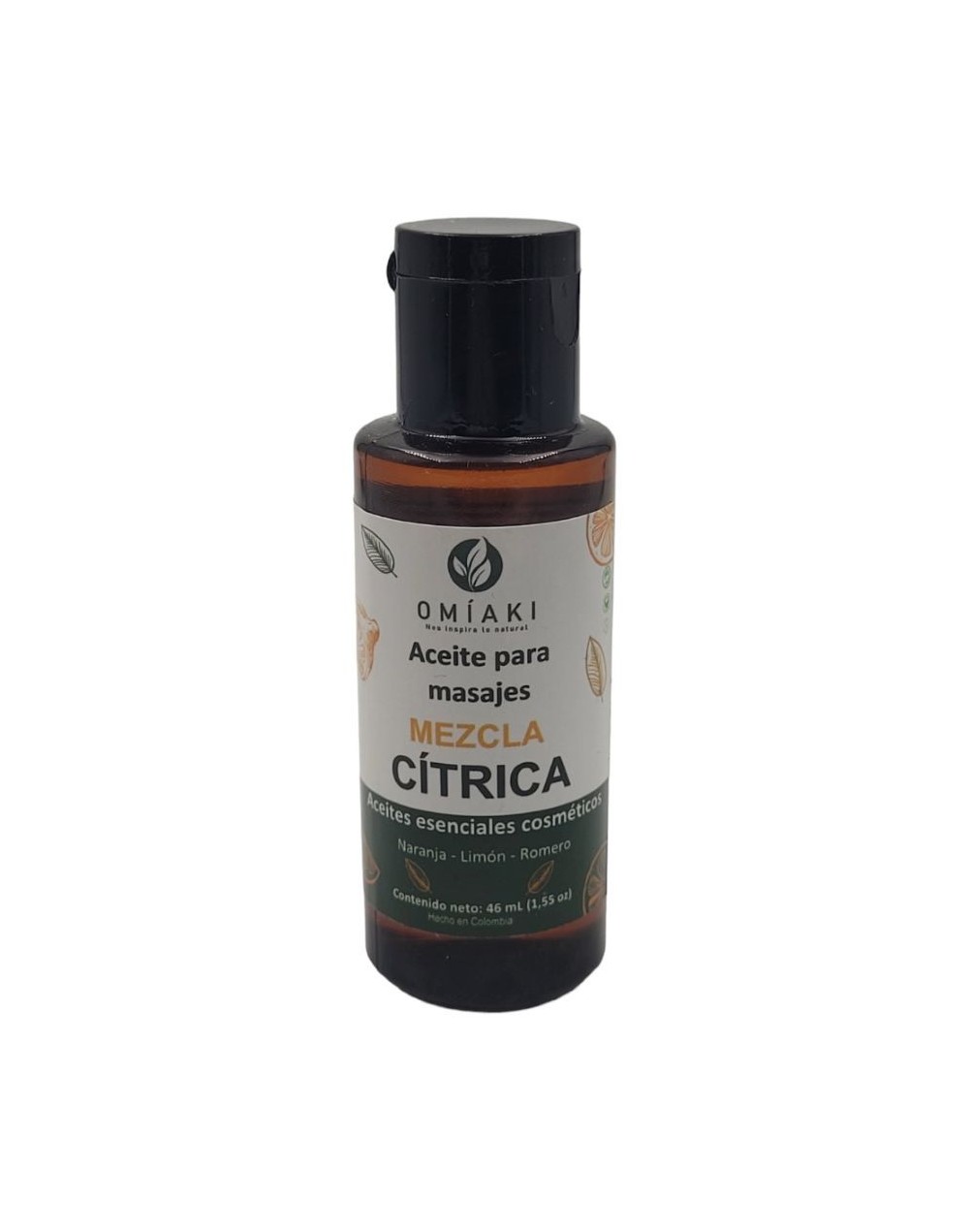 Aceite para masajes mezcla cítrica con aceites esenciales omiaki 46 ml