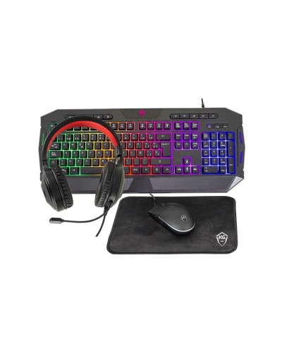 Combo alámbrico teclado + mouse + audífonos + padmouse