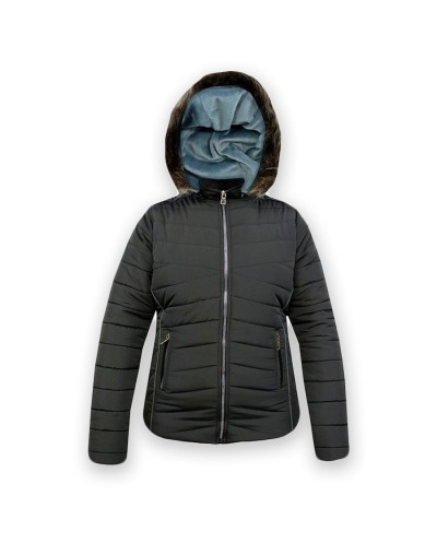 Chaqueta para mujer con capota de peluche / R-07