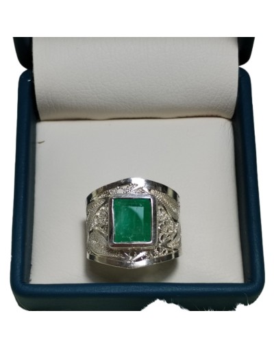 Anillo filigrana plata925 con esmeralda