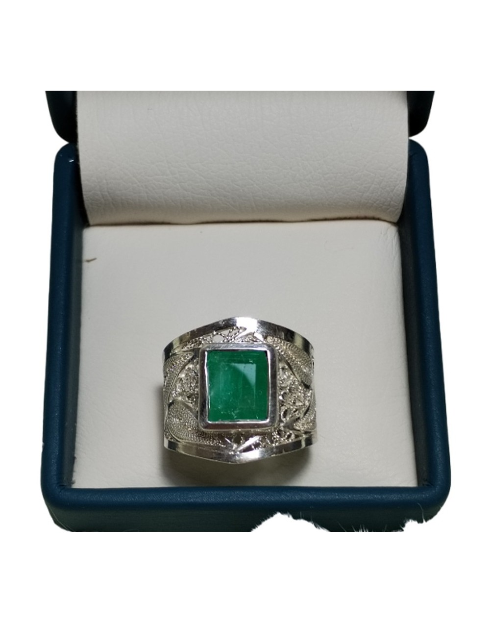 Anillo filigrana plata925 con esmeralda