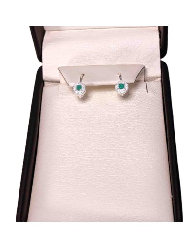 Aretes plata925 marquesa con esmeralda
