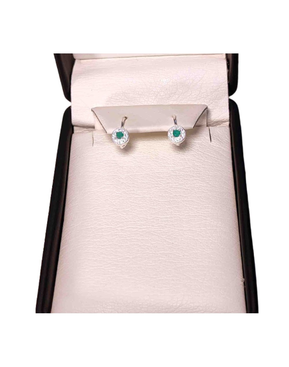 Aretes plata925 marquesa con esmeralda