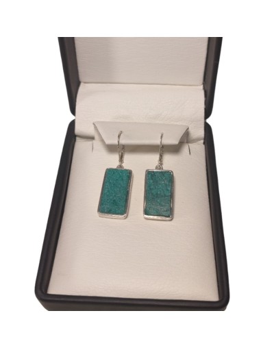 Aretes plata con esmeralda rectangular