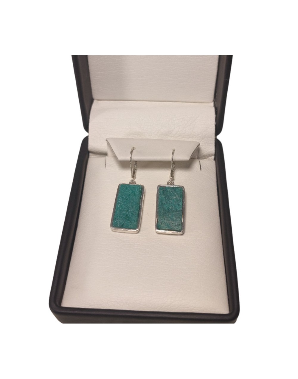 Aretes plata con esmeralda rectangular