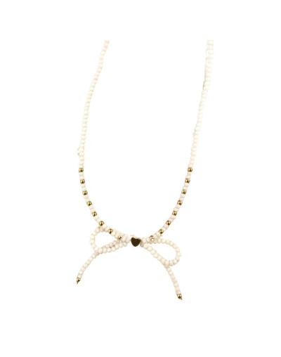 Collar coquette moño corazon beige