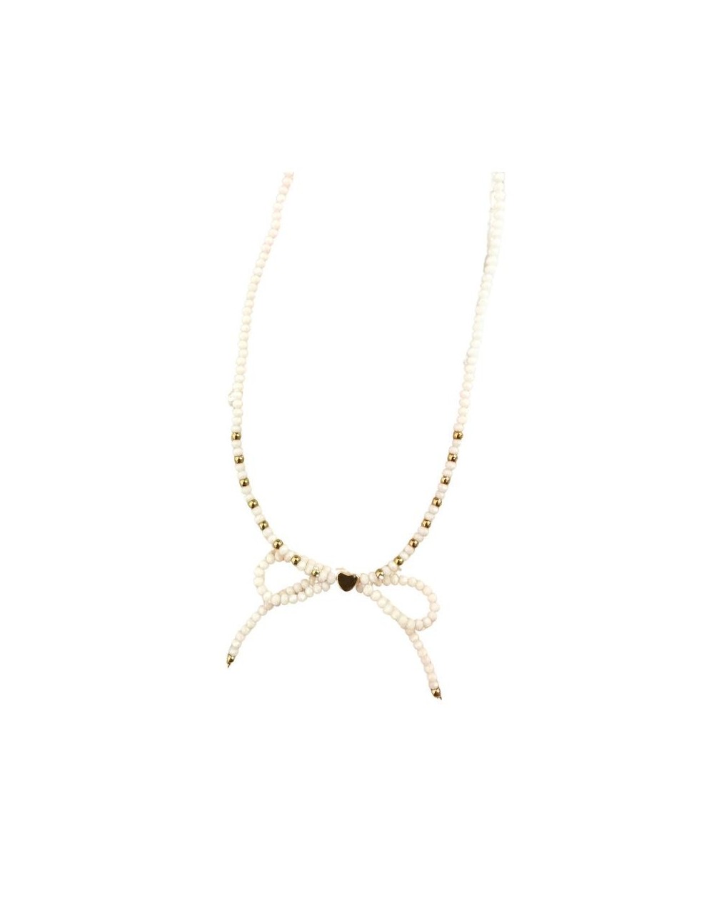 Collar coquette moño corazon beige