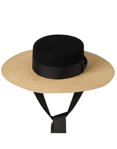 sombrero Black felt and nogal straw hat
