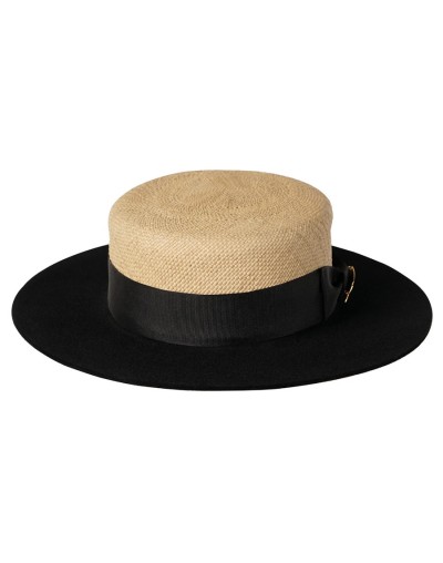 Sombrero Natural straw and black felt