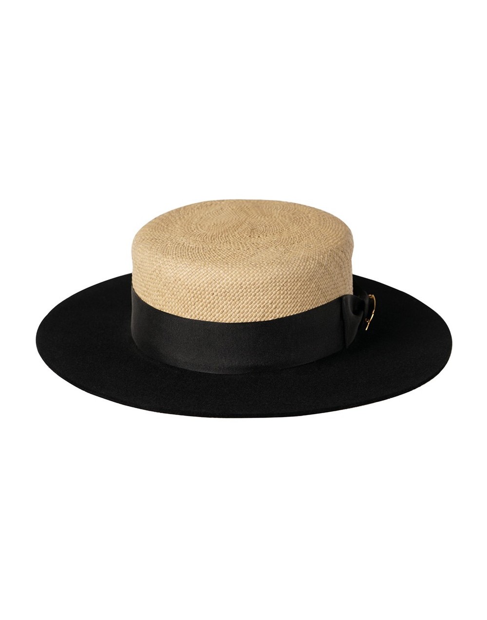 Sombrero Natural straw and black felt