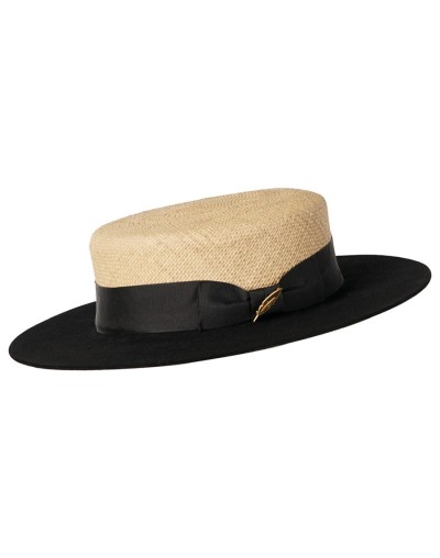 Sombrero Natural straw and black felt