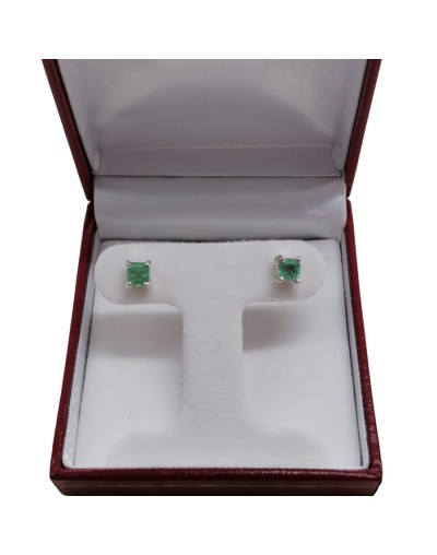 Aretes plata925 con esmeralda cuadrada