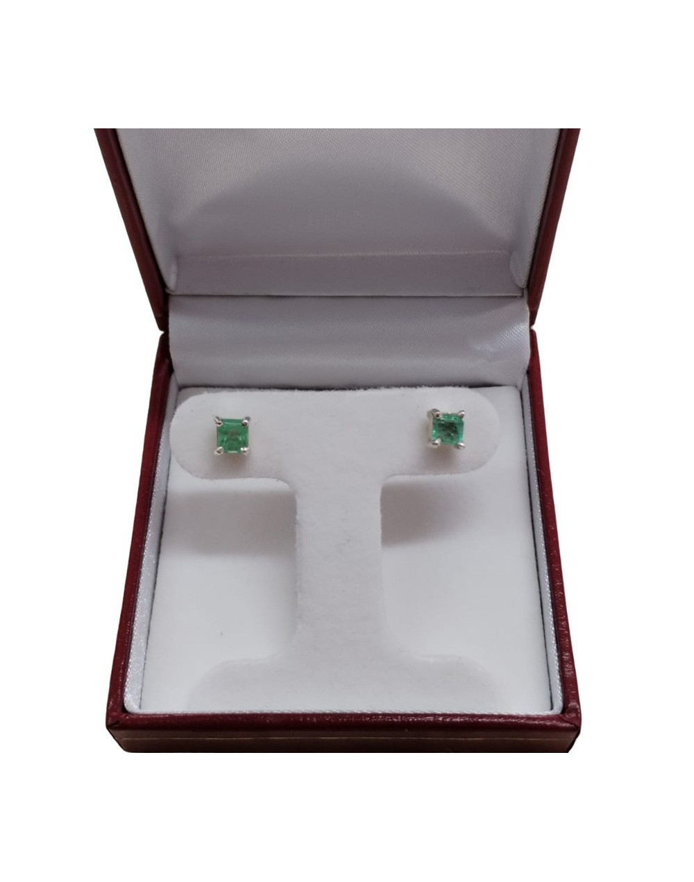 Aretes plata925 con esmeralda cuadrada