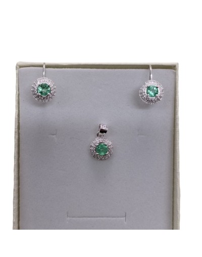 Aretes y dije marquesa plata y esmeralda