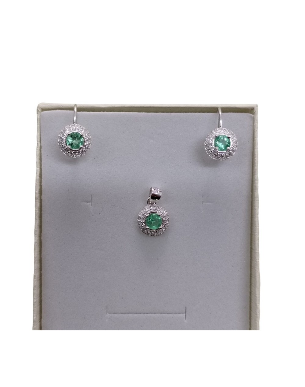 Aretes y dije marquesa plata y esmeralda
