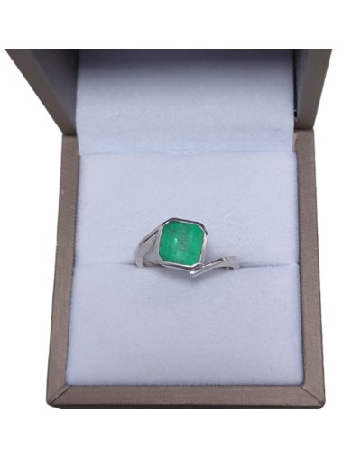 Anillo plata925 con esmeralda cuadrada i