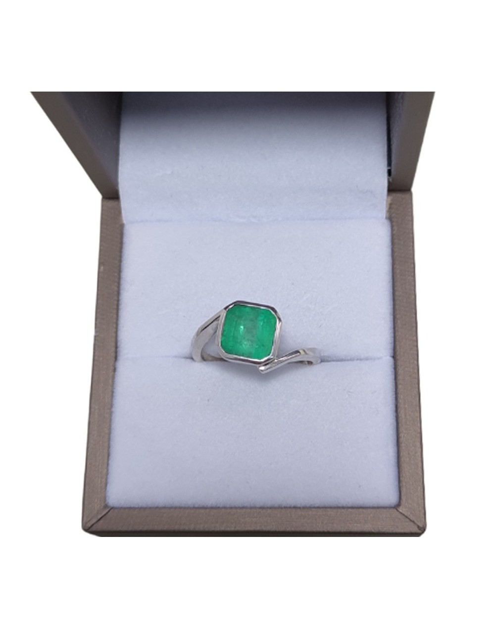 Anillo plata925 con esmeralda cuadrada i