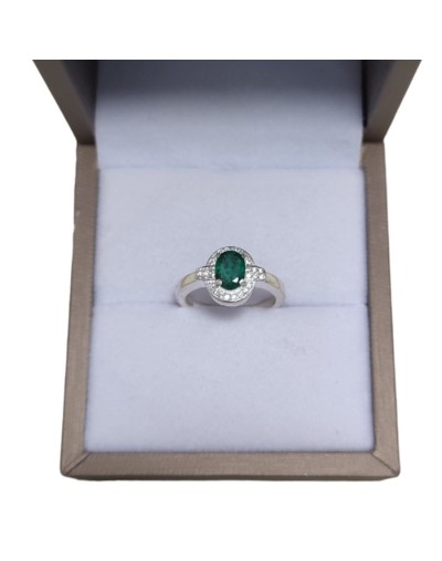 Anillo marquesa en plata con esmeralda r