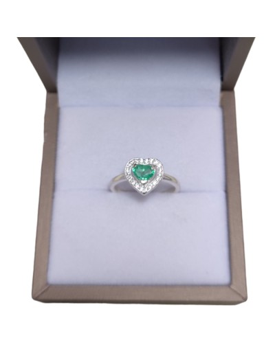 Anillo marquesa  en plata925 con esmeralda corazón
