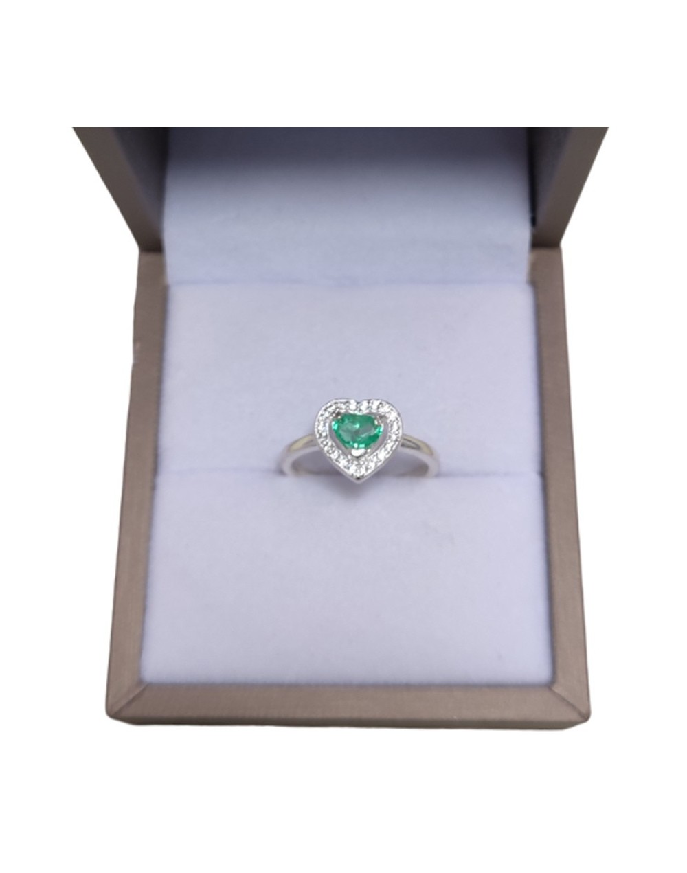 Anillo marquesa  en plata925 con esmeralda corazón