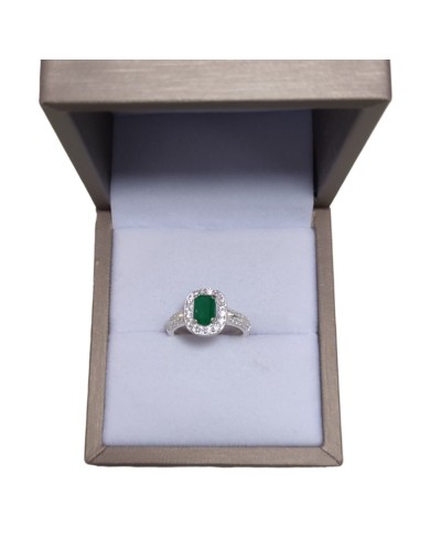 Anillo marquesa plata y esmeralda cuadrada