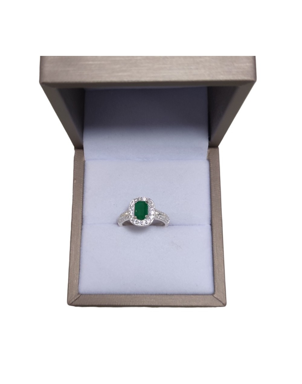Anillo marquesa plata y esmeralda cuadrada