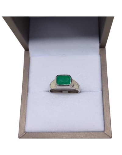 Anillo solitario plata925 y esmeralda cuadrada