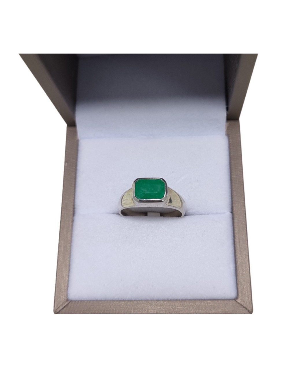 Anillo solitario plata925 y esmeralda cuadrada
