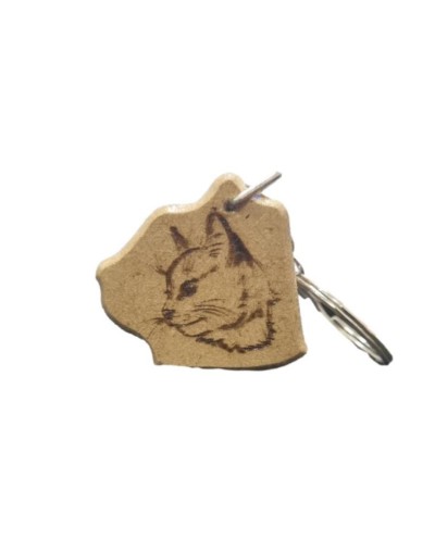 Llavero en madera forma de gato  personalizado