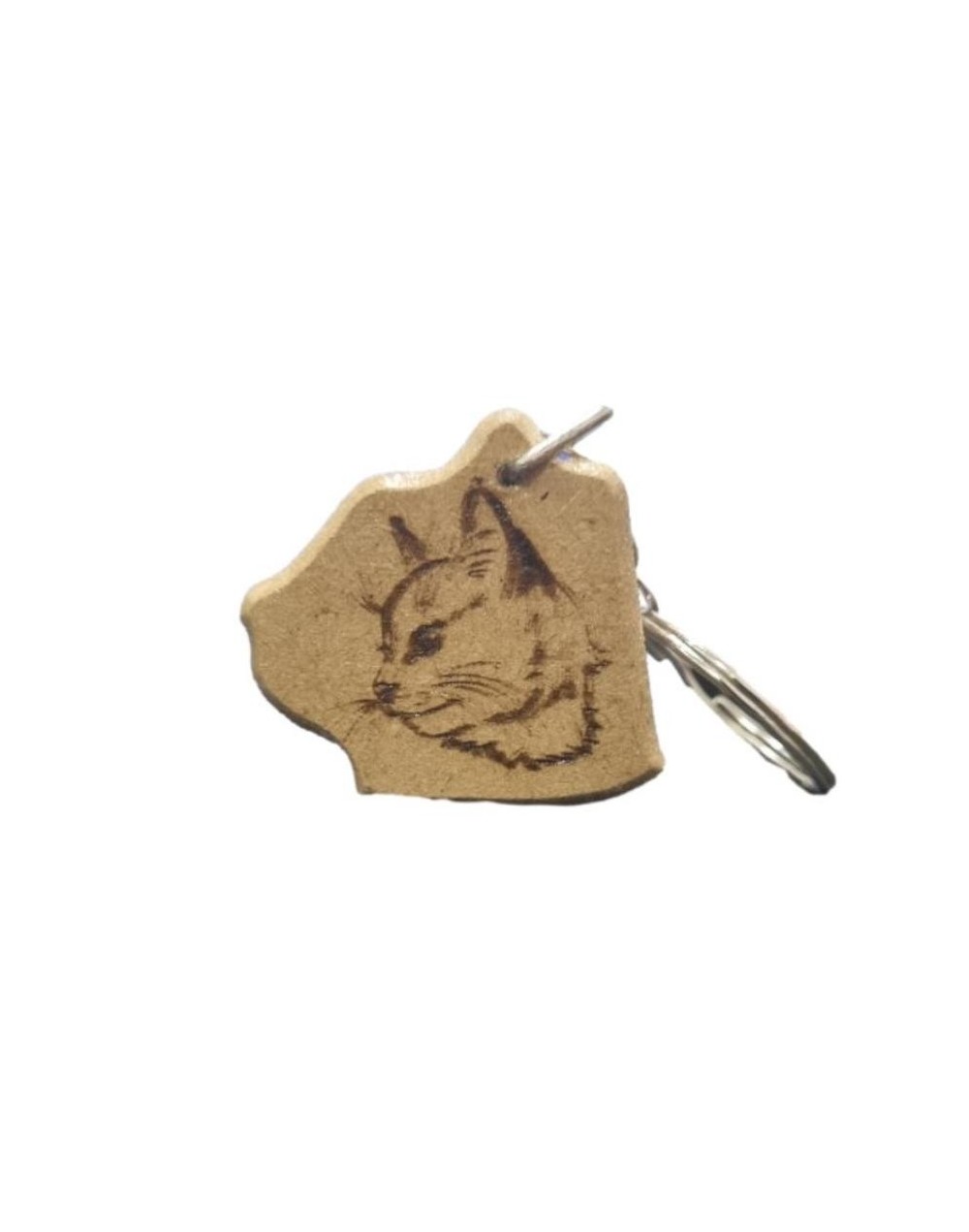 Llavero en madera forma de gato  personalizado