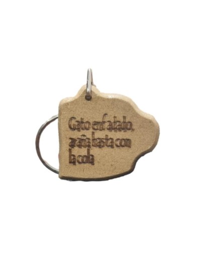 Llavero en madera forma de gato  personalizado