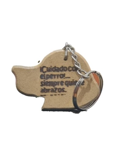 Llavero en madera forma de perro personalizado